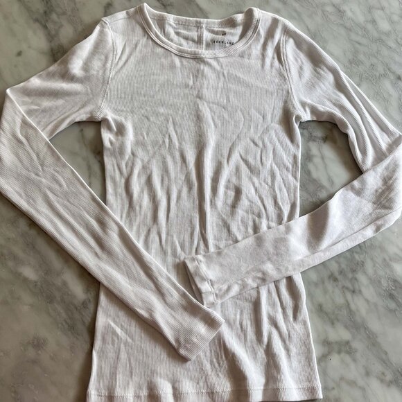 Everlane Ribbed Long Sleeve Tee in White – XXS - Picture 1 of 2